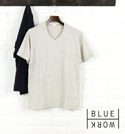 ブルーワーク Blue Work コットン 半袖 Vネック Tシャツ outlet ・54-11-61-11702-0171601(メール便可能商品)[M便 5/5](メンズ)(トップス)