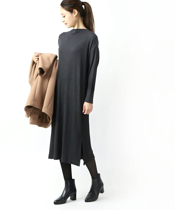 楽天市場 ププラ Pupula レーヨン混 ソフトリブ ボトルネックワンピース ロングフレアワンピース レディース Last 1 Etre Par Bleu Comme Bleu