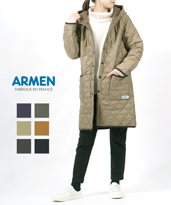 楽天市場 アーメン Armen ヒートキルティング フリース リバーシブル フード付き ロングコート キルティングコート Nam1753 メンズ レディース Sold Etre Par Bleu Comme Bleu
