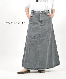 【LINEクーポン有】アッパーハイツ upper hights コットン デニム ロングフレアスカート パネルスカート THE TRACK SKIRT・82519902-2942202(レディース)