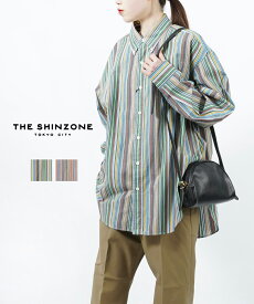 ザ シンゾーン ダディシャツ THE SHINZONE グリーン ブラウン P0 RS コットン マルチストライプ ビッグシャツ オーバーシャツ 日本製 DADDY SHIRTS MULTI STRIPE・23MMSBL08-4432301(レディース)(クーポン対象外)