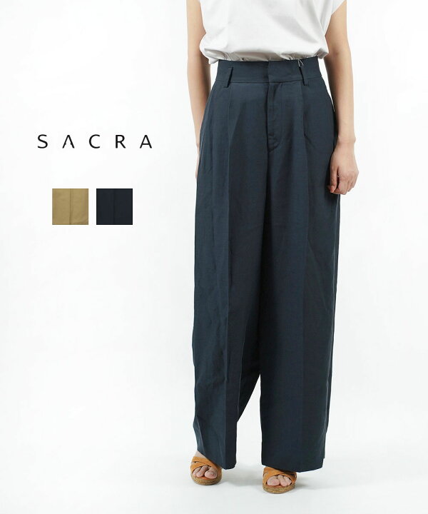 楽天市場】【ポイント20倍】サクラ SACRA センタープレス ワイドパンツ  