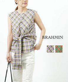 【20%OFF】【LINEクーポン有】ブラーミン Brahmin 裾リボン チェック ブラウス ノースリーブブラウス・B15208-0041901(レディース)