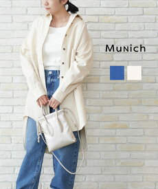 【20%OFF】【LINEクーポン有】【2024年春夏新作】ミューニック MUNICH シャツ デニムシャツ トップス デニム 長袖 ロング ゆったり オーバーサイズ 大きめ・MN241T04-2322401(レディース)