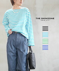 【ポイント2倍】ザ シンゾーン THE SHINZONE コットン ボーダー ロングTシャツ カットソー MARINE BORDER TEE マリンボーダーT・19SMSCU93-4432302(メール便可)[M便 5/5](レディース)
