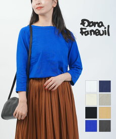 【2025年秋冬新作】ダナファヌル Dana Faneuil カットソー Tシャツ 七分袖 トップス 日本製 7分袖 長袖 無地 綿 コットン ボートネック クルーネック シンプル 定番・D-538118-0232502(メール便可)[M便 5/5](レディース)