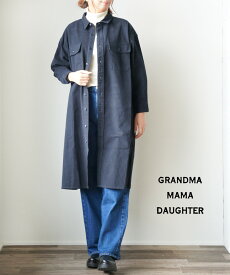 【50%OFF】グランマ・ママ・ドーター GRANDMA MAMA DAUGHTER by KATO' コットン CPOワンピース シャツワンピース ミリタリーシャツワンピース・GE2032241-4332002(レディース)(◎)