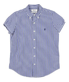 【6/15限定10%クーポン&ポイント10倍】【LINEクーポン有】ジムフレックス Gymphlex シャツ 半袖 ブラウス トップス フレンチスリーブ パフスリーブ コットン チェック ボタンダウン 定番・GY-B0242MGG-0322601(レディース)(JP)