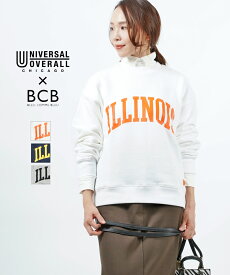 【4/20限定ポイント10倍】BCB別注＊ユニバーサルオーバーオール UNIVERSAL OVERALL プリント クルーネック 裏起毛 スウェットシャツ プルオーバー ロゴトレーナー ILLINOIS SWEAT・U2233228BU-4592202(メンズ)(レディース)