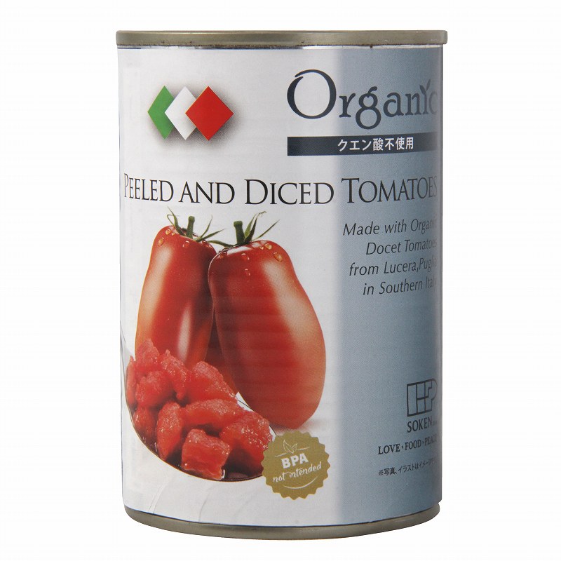 有機ダイストマト 400g 創健社 Organic PEELED AND DICED TOMATOES