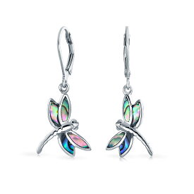 Bling Jewelry 女性ティーン向けの繊細な蝶トンボホタルガーデンレインボーアワビ虹色シェルインレイドロップレバーバックダングルイヤリング .925 スターリングシルバー