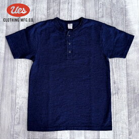 【ウエス】 7番インディゴヘンリーネックTシャツ UES INDIGO HENLEY NECK TEE SHIRT ロープ染色