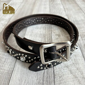 �y�R�����{�z �W���G�� �X�^�b�Y ���U�[ �x���g �L���b�c �A�C �p�^�[�� COLIMBO JEWEL STUDDED LEATHER BELT 27mmCat's eye Pattern �X�^�b�Y�x���g