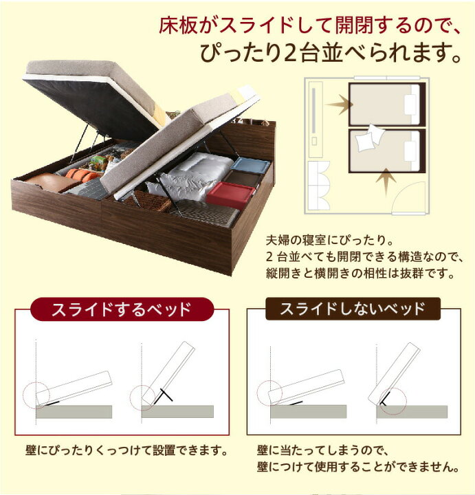 楽天市場】ベッド 収納付きベッド セミダブルベッド フレームのみ 