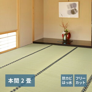 フリーカット裏付き い草カーペット みすず 本間補修テープ付き 2帖(191×191)