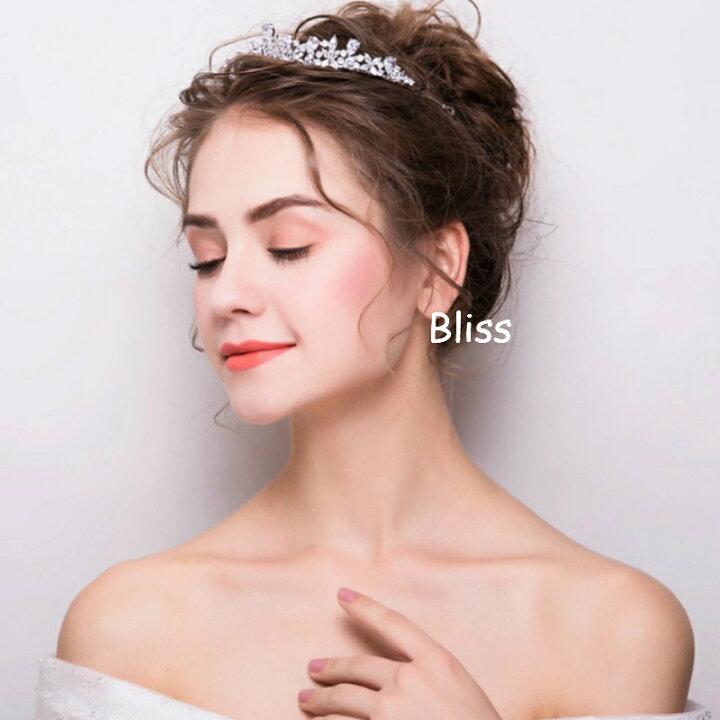 マーキス形ラインストーンが輝く花冠のティアラ ゴールド ヘッドドレス 髪飾り ウェディング 結婚式 女の子 アクセサリー ティアラ