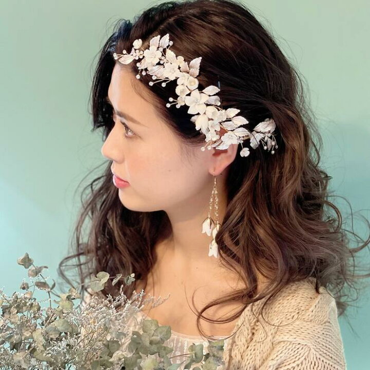 楽天市場 ウェディング アクセサリー フラワー リーフ ヘッドドレス シルバー Or イエローゴールド Or ピンクゴールドより選択 ヘッドアクセサリー ブライダル 髪飾り 小枝アクセサリー ナチュラル リーフ 花 ビジュー ボンネ ウエディング 結婚式 二次会 和装 卒業式