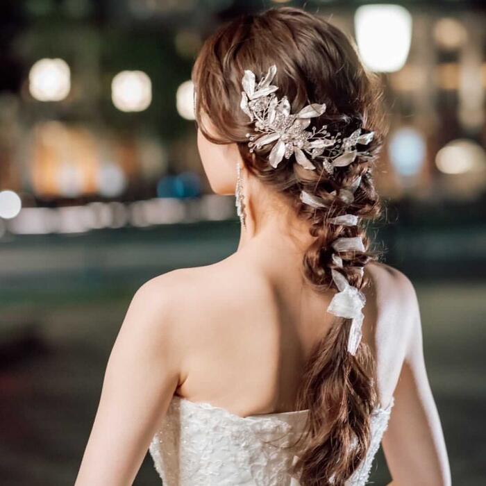 2022モデル 1eローズゴールド髪飾りヘッドドレスウェディングブライダル結婚式ヘアアクセサリー
