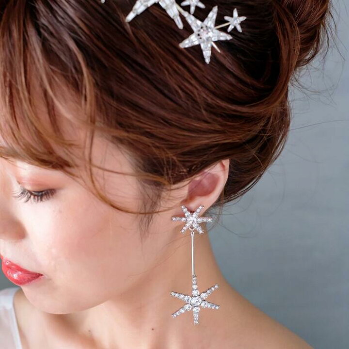 楽天市場】ウェディング アクセサリー 【スター モチーフ☆ 2連 ピアス 