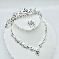 ウェディング アクセサリー【ティアラ単品・ネックレス＆ピアス 2点セット・ティアラ＆ネックレス＆ピア…