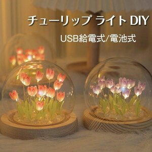 チューリップ ライト DIY テーブルランプ DIY 16本のチューリップ ライト 電池式/USB給電式 間接照明 LEDライト ロマンチック雰囲気 クリスマス 新年 誕生日プレゼント 贈り物 女性/母親/彼女な