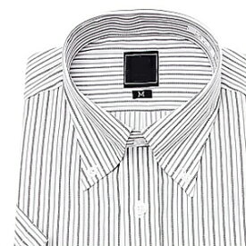 半袖ボタンダウン 白地ブラックストライプ ワイシャツ ボタンダウン Yシャツ 豊富なサイズ ビジネス 形態安定 スリム 白 ワイド 黒 シャツ 長袖
