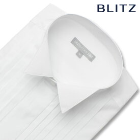 【BLITZ】 長袖 ワイシャツ メンズ 綿混素材 ホワイト ウィングカラー ダブルカフス プリーツ 形態安定 Yシャツメンズシャツ ドレスシャツ デザイン 渋い かっこいい 大人 雰囲気 色気 形態安定メンズ長袖ワイシャツ 結婚式 ビジネス 大きめ ゆったり おしゃれ 父の日