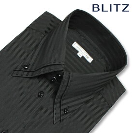 【3枚以上購入で1000円OFFクーポン！】 【BLITZ】 ワイシャツ 長袖 メンズ ブラック 黒シャツ ストライプ ボタンダウン ドゥエボットーニ Yシャツ シャツ ドレスシャツ デザイン 大人 メンズ 長袖ワイシャツ 結婚式 ビジネス 大きめ ゆったり 父の日