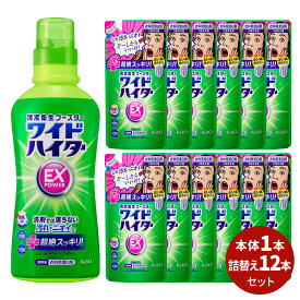 ワイドハイターEXパワー本体(560ml)1本&詰替(450ml)12本セット[ ワイドハイター 花王 衣料用漂白剤 ] ギフト 洗剤 漂白剤 ギフトセット ワイドハイターEX 洗濯 プレゼント 贈り物 日用消耗品 消臭 抗菌 つけおき 漂白 御歳暮 お歳暮 歳暮 母の日