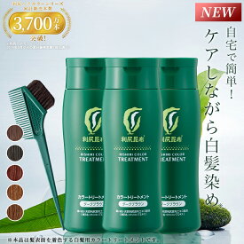 【リニューアル！】白髪用 利尻カラートリートメント 200g×3本セット【毛染めブラシ(馬毛緑)付き】 ヘアカラー 利尻昆布 白髪染め シャンプー ノンシリコン ノンジアミン 無添加 部分染め 全体染め 白髪カバー 色落ち 白髪 男性用 女性用