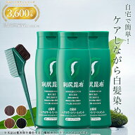 白髪用 利尻ヘアカラートリートメント 200g×3本セット【毛染めブラシ(馬毛緑)付き】 ヘアカラー 利尻昆…
