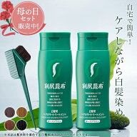 【母の日限定セット販売中】白髪用 利尻ヘアカラートリートメント 200g×2本セット【毛染めブラシ(馬毛緑…