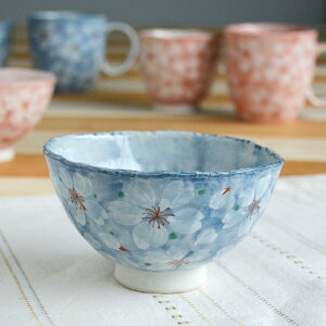 美濃焼 やよい花茶碗 ブルー 【径11x高6.5cm】【ricebowl,sakura,made in japan】【bloom-plus】