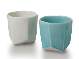 美濃焼湖水夕涼みペアマルチカップ【花凛】涼しげペアカップ【径9.5x9cm/370ml】【カップ,フリーカップ,ロックカップ,白,ブルー】【楽ギフ_のし】【楽ギフ_のし宛書】【お祝い,お返し,寿,内祝い】