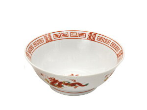 美濃焼 昔ながらのラーメン鉢 赤龍 19.5cm径19.5x高7cm ラーメン鉢 どんぶり 龍 鳳凰 朱巻き 食器 中華 日本製