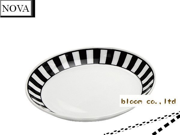 NOVA シンプル キュートで使いやすい☆ 美濃焼 品質一番の 単売 ギフト対象外 ノヴァ中皿 ボーダート plate 径15.5x2.5cm 最高の japan made in dish bloom-plus