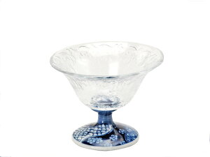 美濃焼とガラスのコラボガラスデザート鉢/祥瑞小紋11.5x高8.5cm【デザート,スイーツ,珍味,一品】【madeinjapan】【bloom-plus】