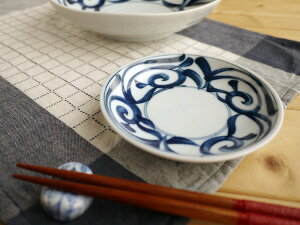 【美濃焼】藍彩唐草12.5cm小皿5枚組径12.5x高2.6cm【染付,唐草,小皿,12.5cm】【bloom-plus】