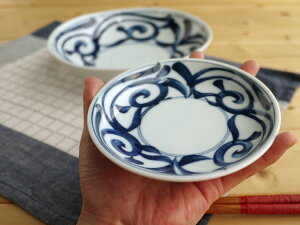 【美濃焼】藍彩唐草12.5cm小皿5枚組径12.5x高2.6cm【染付,唐草,小皿,12.5cm】【bloom-plus】