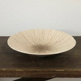 美濃焼 単売 ギフト対象外千段十草 深皿24.5センチ ベージュ【径24.5x高5cm】線段 十草 とくさ 大皿 一品 ベージュ 美濃焼 食器 和食器 おしゃれ シンプル 人気 風花 花凛 ブルーム