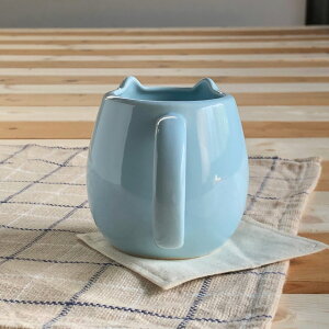 福ねこマグカップ水色径6x高8.5cm美濃焼ブルーム日本製陶器食器プレゼントかわいい水色青ブルーねこcatbloomplus