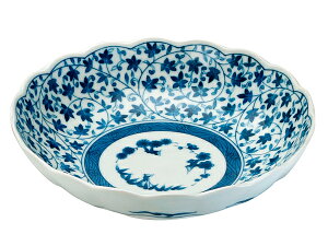 古伊万里唐草 深鉢 20.5cm 美濃焼 和食器 サラダボウル 染付 風花 花凛 ブルーム