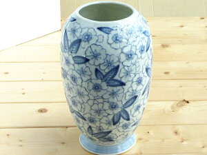 美濃焼 アウトレット ギフト対象外 染付花舞花瓶 高さ24cm【flowervase】【bloom-plus】