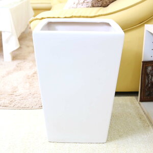 ホワイトスクエア陶器鉢(ストレート) L 10号用(+鉢底石+鉢底ネットサービス)|ブルーミングスケープ