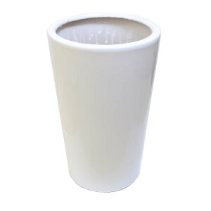 【送料無料】ホワイト陶器鉢(丸形) 8号用(中)(+鉢底石+鉢底ネットサービス)|観葉植物 ブルーミングスケープ