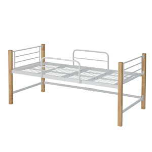 ベッド ベット シングルベッド 高さ 96cm 幅 209cm アイアン 天然木 高め 木製 支柱 スチールベッド パイプベッド ミドルタイプ シンプル