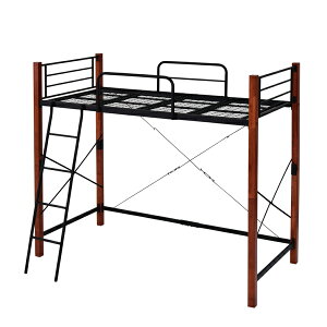 ベッド ベット シングルベッド 高さ調節可能 アイアン 天然木 高め 木製 支柱 スチールベッド パイプベッド ミドルタイプ ロフトベッド シンプル