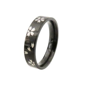 [PIAcollection] リング 指輪 ペアリング 23号 桜 ステンレスリング 結婚 婚約 桜花リング ブラック 23号 okabk23