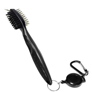 ゴルフ ブラシ3in1清潔用 蓋と巻き取り式リール付きクリーナー アイアン溝削り 両面ブラシ メンテナンス用品 ゴルフ アクセサリー 携帯便利 軽量 多用途