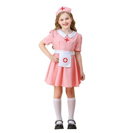ワンピース 女の子 ピンク 看護師 コスプレ ハロウィン ナース服 演劇服 ダンス衣装 切り替え ポリエステル オールシーズン かわいい